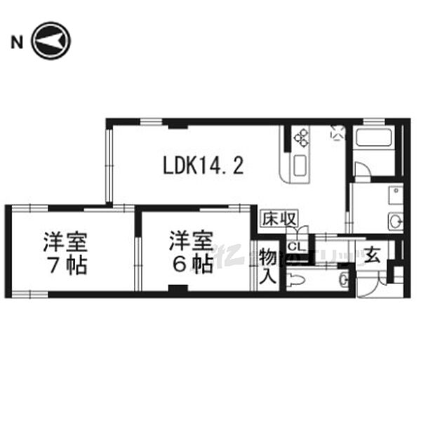 ヴィラスタジオーネ御所南 101｜京都府京都市中京区押小路通柳馬場東入ル橘町(賃貸マンション2LDK・1階・61.68㎡)の写真 その2