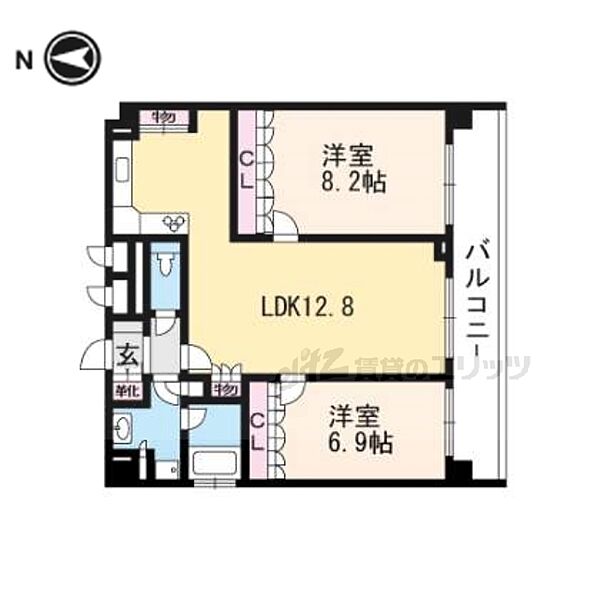 京都府京都市上京区武者小路通小川東入西無車小路町(賃貸マンション2LDK・4階・70.52㎡)の写真 その2