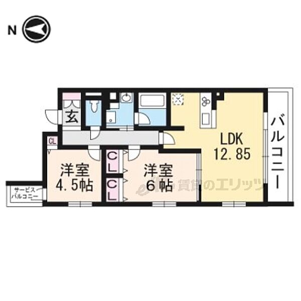 ロマンシャンブル 302｜京都府京都市北区小山西花池町(賃貸マンション2LDK・3階・54.03㎡)の写真 その2