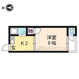 京阪本線 出町柳駅 徒歩21分の賃貸アパート 1階1Kの間取り