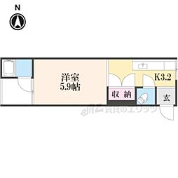 みやこハウス 2階1Kの間取り