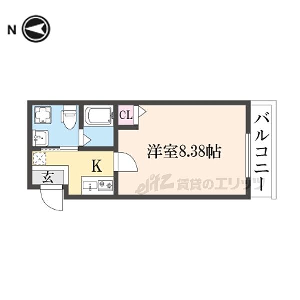 京都府京都市北区上賀茂石計町(賃貸マンション1K・4階・23.62㎡)の写真 その2