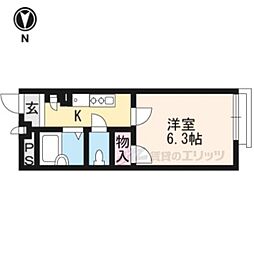 叡山電鉄鞍馬線 岩倉駅 徒歩7分の賃貸アパート 1階1Kの間取り