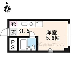 叡山電鉄叡山本線 宝ケ池駅 徒歩1分の賃貸マンション 3階ワンルームの間取り