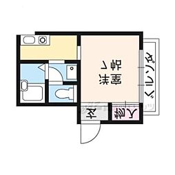 京阪本線 出町柳駅 バス9分 北白川仕伏町下車 徒歩1分の賃貸アパート 1階1Kの間取り