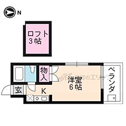 クラールトリオ 2階1Kの間取り