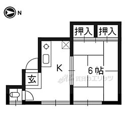 柴田荘 2階1Kの間取り