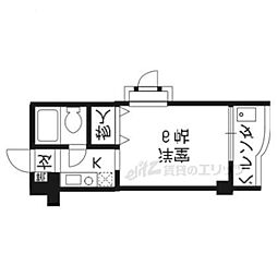 第三吉与門ハイツ 2階1Kの間取り