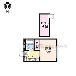 京阪本線 出町柳駅 バス7分 銀閣寺道下車 徒歩3分の賃貸アパート 1階1Kの間取り