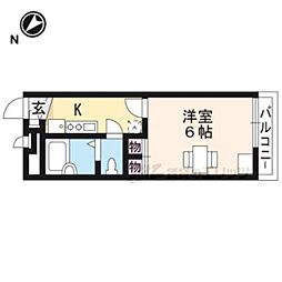 レオパレスグランブル 2階1Kの間取り