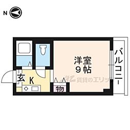 サンシーガルIII 3階1Kの間取り