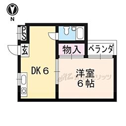 叡山電鉄叡山本線 出町柳駅 バス5分 近衛通下車 徒歩7分の賃貸マンション 1階1DKの間取り