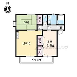 ハイツツインズ南棟(？250） 2階2LDKの間取り