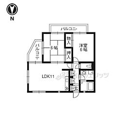 パレスイマイ 2階2LDKの間取り