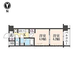 JR山陰本線 二条駅 徒歩15分の賃貸マンション 6階2Kの間取り
