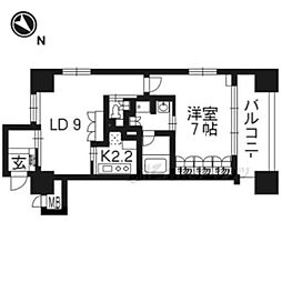 阪急京都本線 京都河原町駅 徒歩4分の賃貸マンション 6階1LDKの間取り
