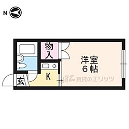 叡山電鉄叡山本線 元田中駅 徒歩1分の賃貸マンション 3階1Kの間取り