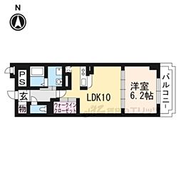京都市営烏丸線 今出川駅 徒歩25分の賃貸マンション 1階1LDKの間取り