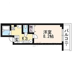 京都地下鉄東西線 二条駅 バス12分 乾隆校前下車 徒歩6分の賃貸マンション 3階1Kの間取り