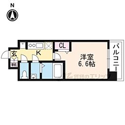 プレサンス京都二条京華 2階1Kの間取り