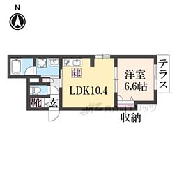 京都地下鉄東西線 二条駅 徒歩10分の賃貸マンション 1階1LDKの間取り