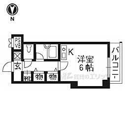 京阪本線 清水五条駅 徒歩8分の賃貸マンション 6階ワンルームの間取り