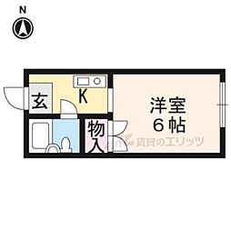 叡山電鉄鞍馬線 岩倉駅 徒歩13分の賃貸アパート 1階1Kの間取り