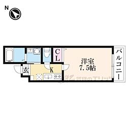 京阪本線 祇園四条駅 徒歩10分の賃貸マンション 4階1Kの間取り