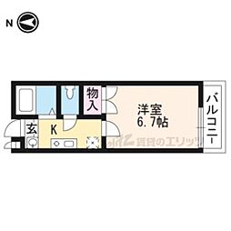 京都市営烏丸線 北山駅 徒歩3分の賃貸アパート 1階1Kの間取り