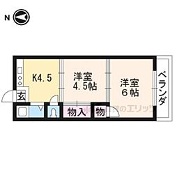 コーポ宝 2階2Kの間取り