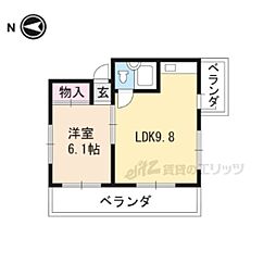叡山電鉄叡山本線 元田中駅 徒歩8分の賃貸マンション 3階1LDKの間取り