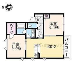 シャーメゾン上賀茂 2階2LDKの間取り