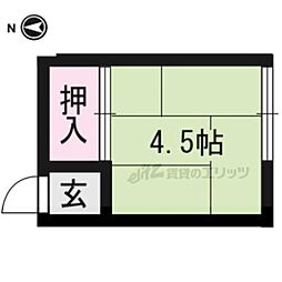 若竹荘 2階ワンルームの間取り