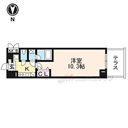 ヴィラ岡崎神宮 1階1Kの間取り