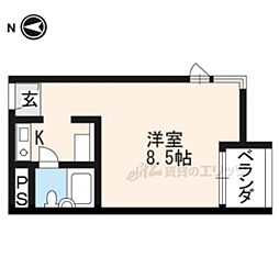 テラッセ糺の森 1階1Kの間取り