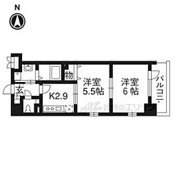 京都市営烏丸線 四条駅 徒歩6分の賃貸マンション 8階2Kの間取り