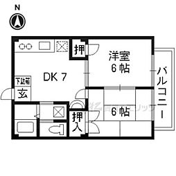 エスポアール21 1階2DKの間取り