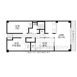 京都白川アーバンコンフォート 207 2階3LDKの間取り