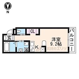 京阪本線 神宮丸太町駅 徒歩5分の賃貸アパート 1階ワンルームの間取り