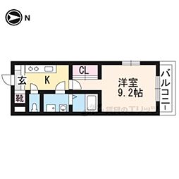京都市営烏丸線 松ヶ崎駅 徒歩7分の賃貸マンション 2階1Kの間取り