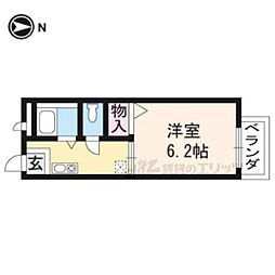グリーンキャンパス北白川 1階1Kの間取り