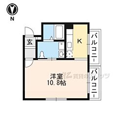 GARNET RESIDENCE 北野白梅一番 4階1Kの間取り