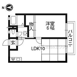 サンハイツB 1LDKの間取図画像