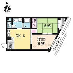 ヴィラロイヤル 2DKの間取図画像