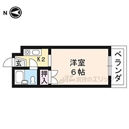 エースハイム一乗寺 1Kの間取図画像