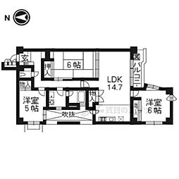 北白川パーク・ハイム 3LDKの間取図画像