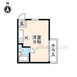 グリーンルーフ下鴨 ワンルームの間取図画像