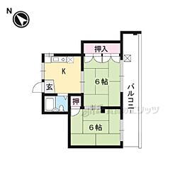 セントラル一乗寺 2Kの間取図画像