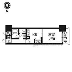 エスリード四条河原町 1DKの間取図画像