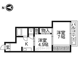 コーポひいらぎ 2DKの間取図画像